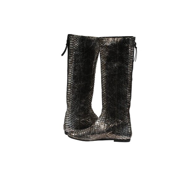 Giuseppe Zanotti Knee High Boots US6.5 EU36.5 SIlver Metallic Croc Embossed - Picture 9 of 10